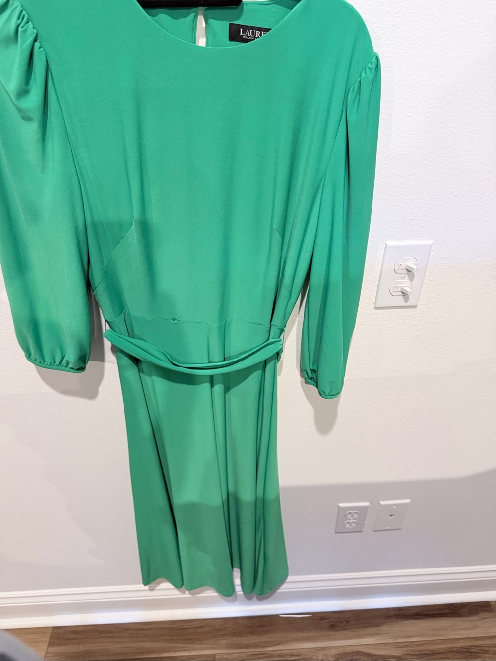 Lauren Ralph Lauren Bright Green Long Sleeve Midi Dress